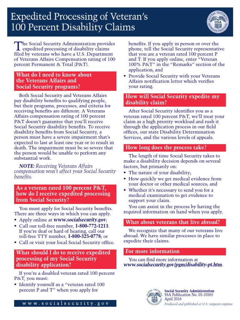Expedited SSDI for 100% Disabled Veterans | PDF | Social Security ...