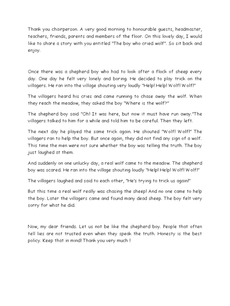 Story Telling Script for Level i