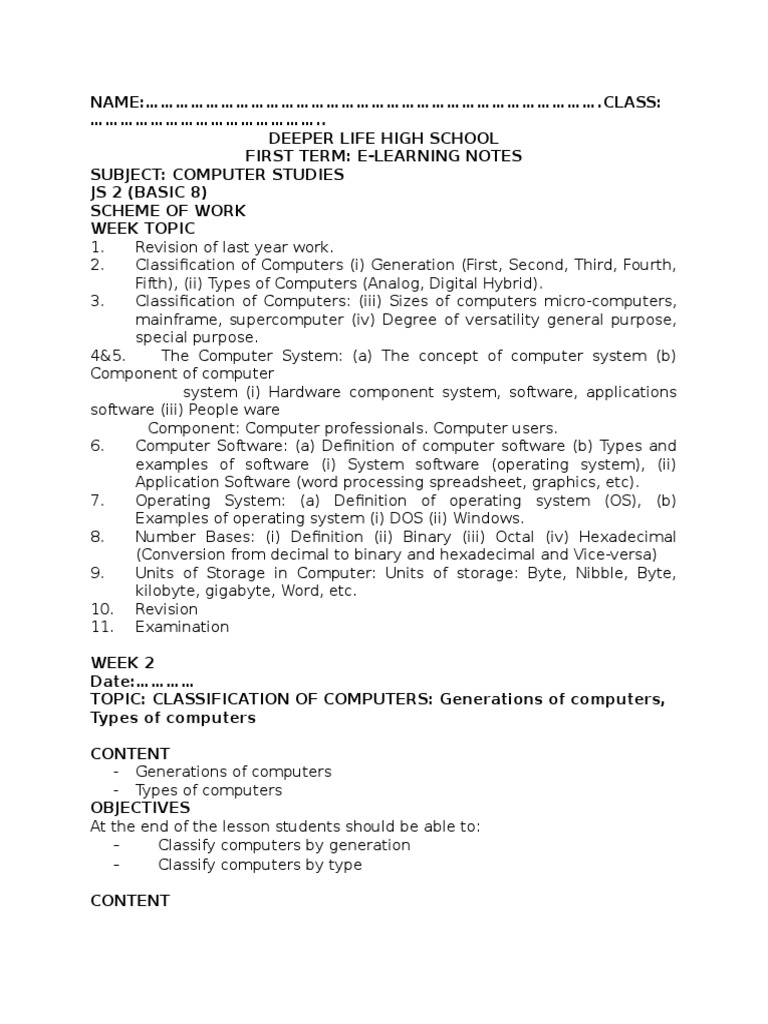 Basic 8 Computer 1st Term E-Notes | PDF | Computer Data Storage ...