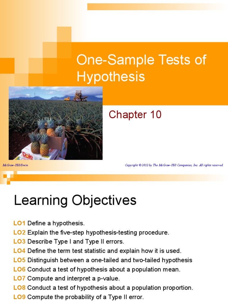 One-Sample Tests of Hypothesis: Mcgraw-Hill/Irwin | PDF | P Value ...