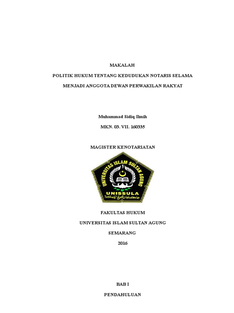 Makalah Politik Hukum Notaris PDF