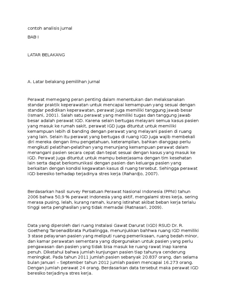 Contoh Analisis Jurnal Pdf