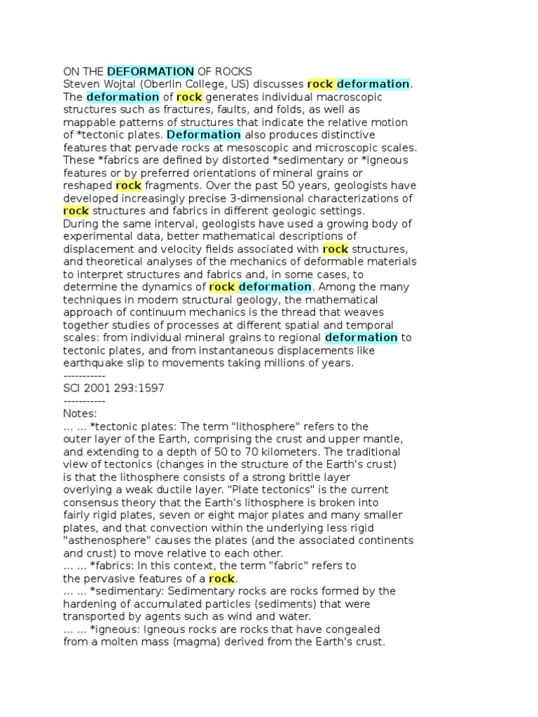 Rock Deformation and Tectonic Analysis | PDF | Geology | Rock (Geology)