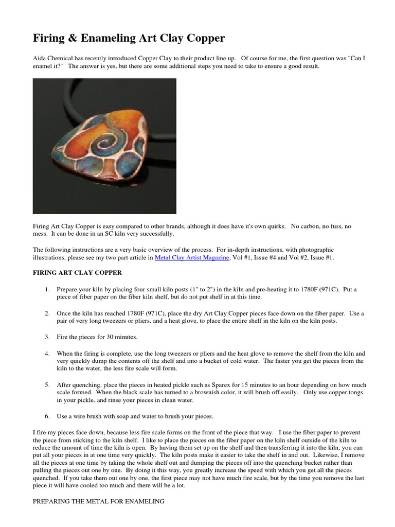 Firing & Enameling Art Clay Copper PDF Vitreous Enamel Manmade