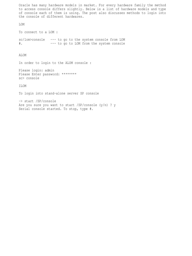 Accessing LOM and ILOM Consoles | PDF | Business | Computers