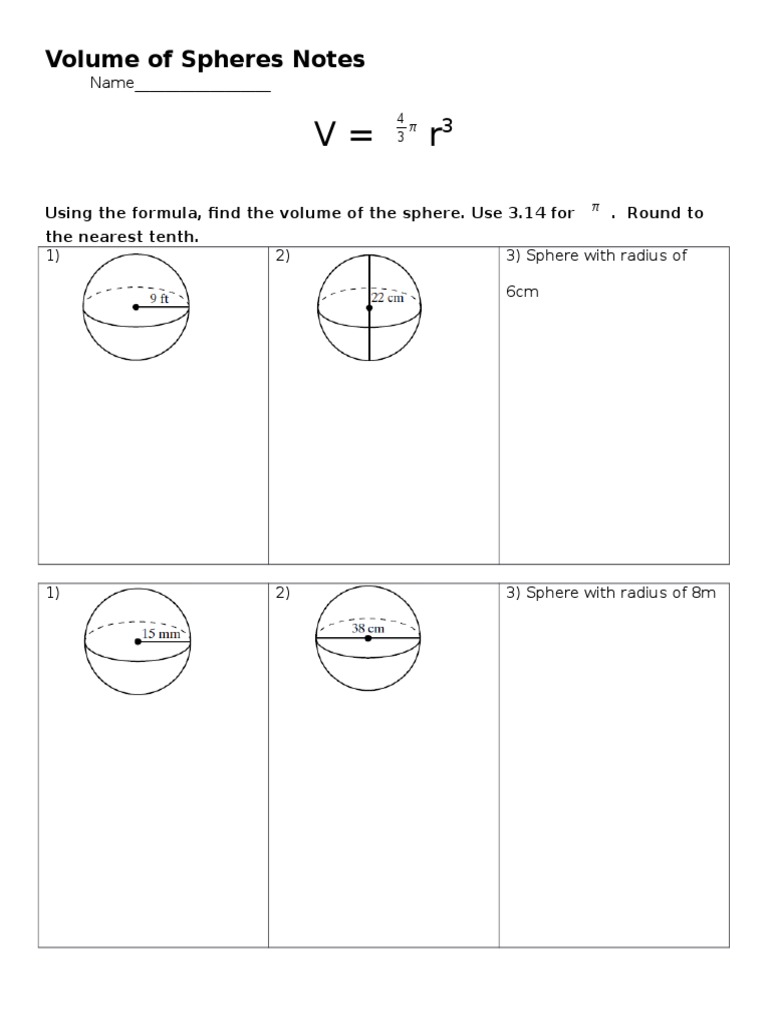 Volume of Spheres | PDF | Teaching Methods & Materials