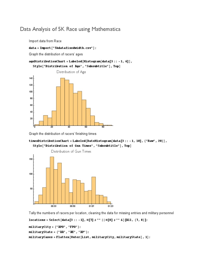 Data Analysis of 5K Race With Mathematica | PDF