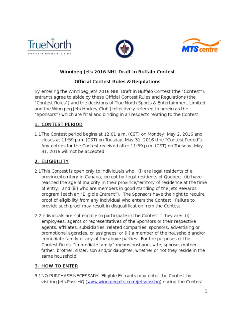 2016 NHL Draft Rules and Regulations PDF National Hockey League