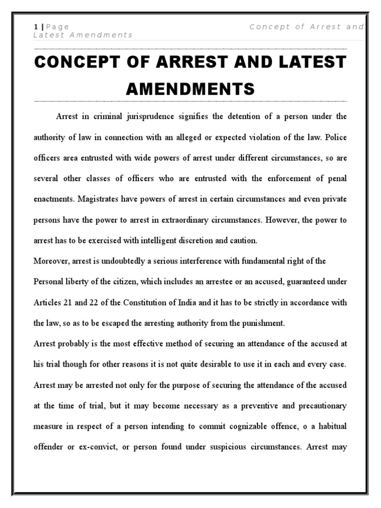 Concept and Procedures of Arrest | PDF | Arrest | Arrest Warrant