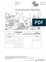 Forest Ecosystem Components Chart Worksheet