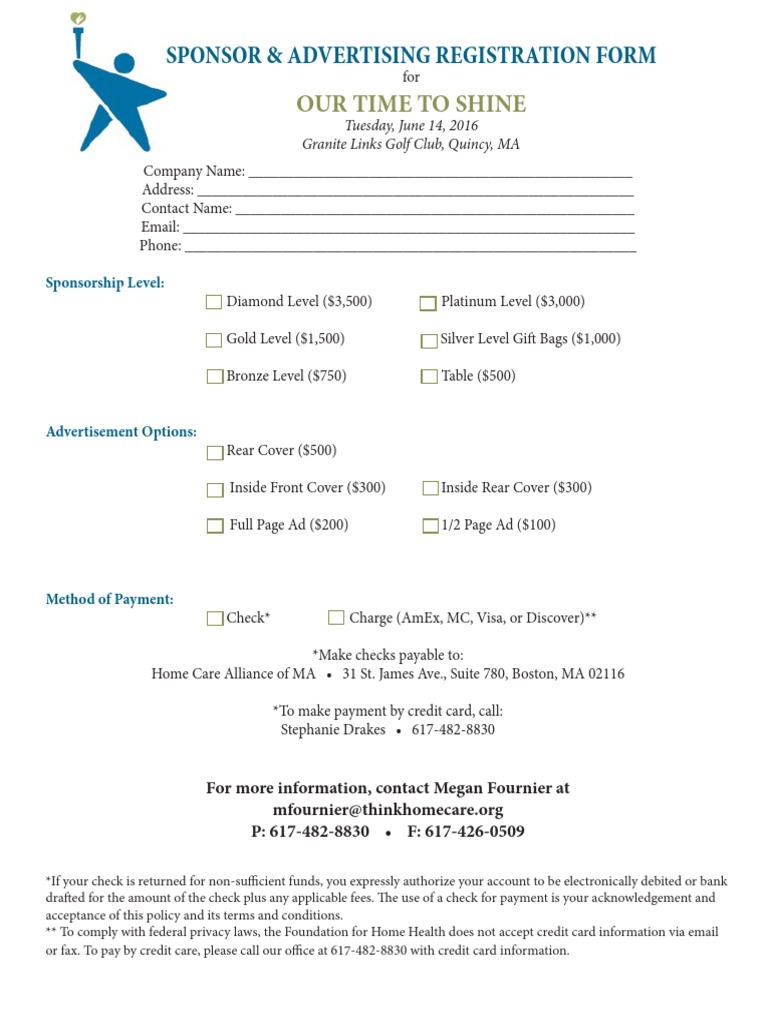 Sponsorship & Advertising Registration Form | PDF