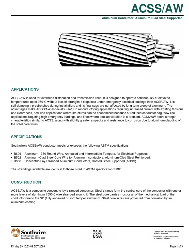 Specifications, Construction, and Properties of Southwire's ACSS/AW ...