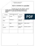 Observation Task 9: Activities in A Specialist Class