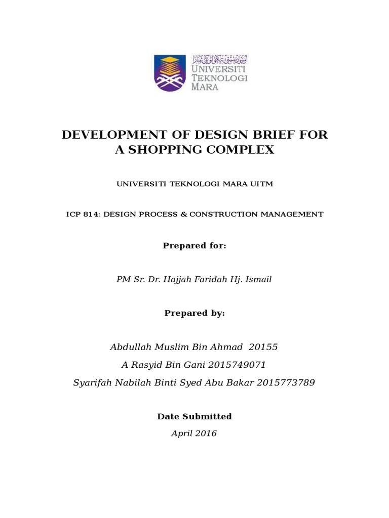 Design Brief for Shopping Complex Development | PDF | Architect | Design