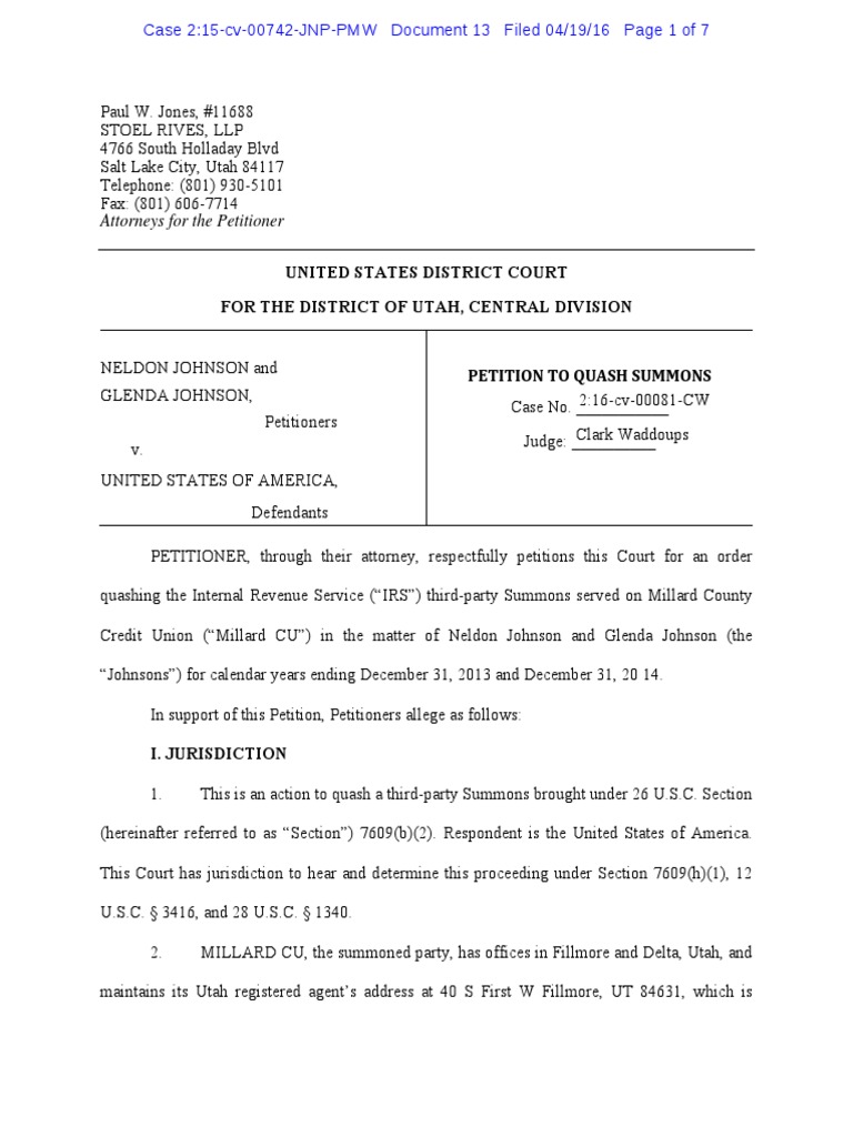 Johnson Et Al v. USA Doc 13 Filed 19 Apr 16 Download Free PDF