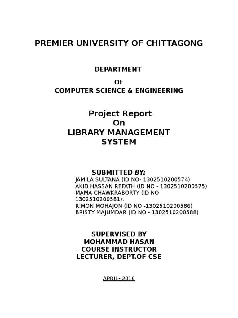 Analysis of a Library Management System Project Report Focusing on