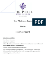 Year 7 Maths Specimen Paper 5