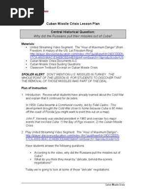 Cuban Missile Crisis Lesson Plan Cuban Missile Crisis Nikita Khrushchev