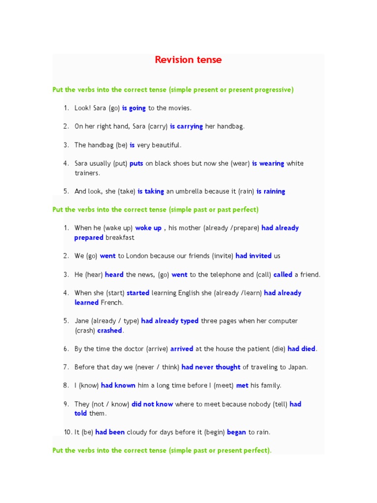 Verb Tense Practice Exercises | PDF | Grammar | Language Mechanics