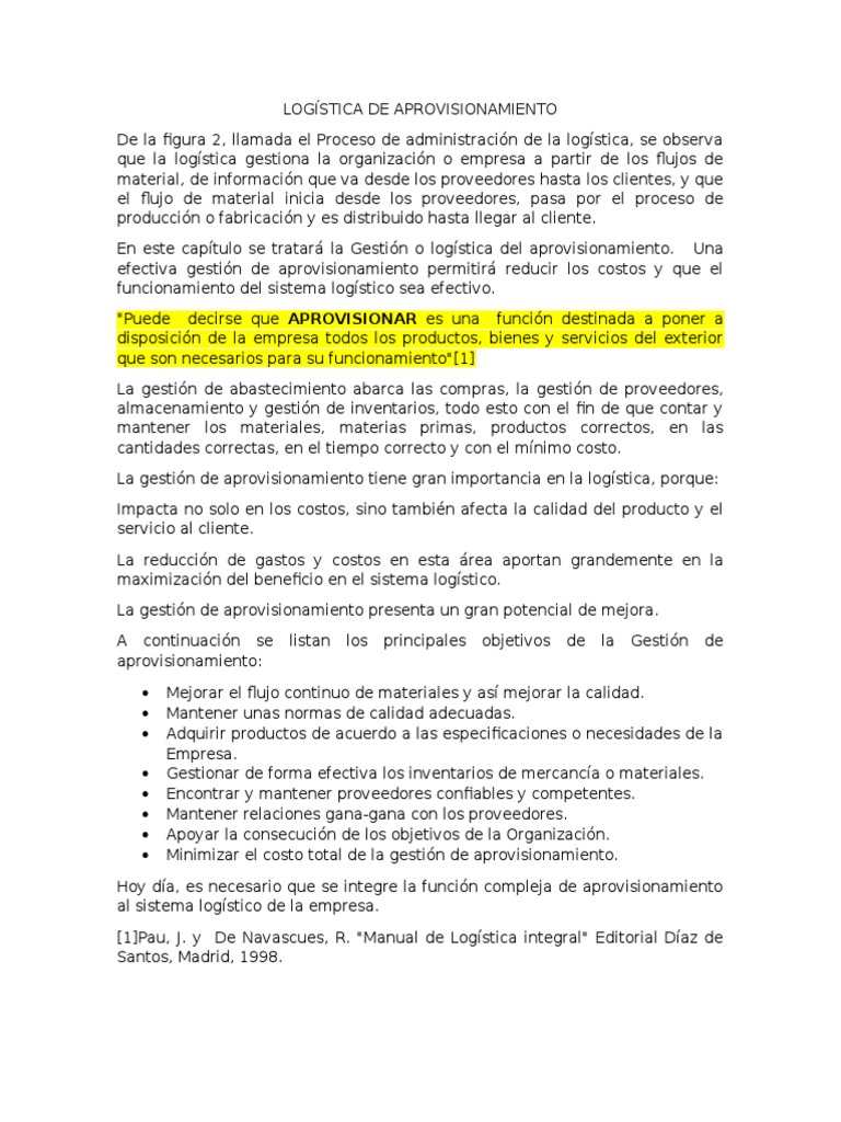 Gestión Efectiva de Aprovisionamiento | PDF | Logística | Calidad ...