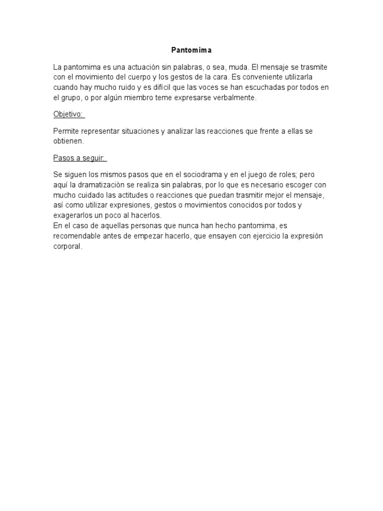 Guía de Pantomima para Principiantes | PDF
