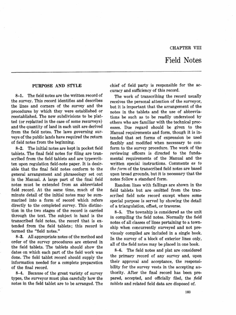 Field Notes for Survey Procedures | PDF | Surveying | Latitude