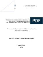 2012 Vega Niveles de Comprensión Lectora en Alumnos Del Quinto Grado de Primaria de Una Institución Educativa de Bellavista Callao