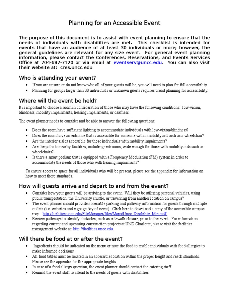 Accessible Event Planning Checklist | PDF | Accessibility | Visual ...