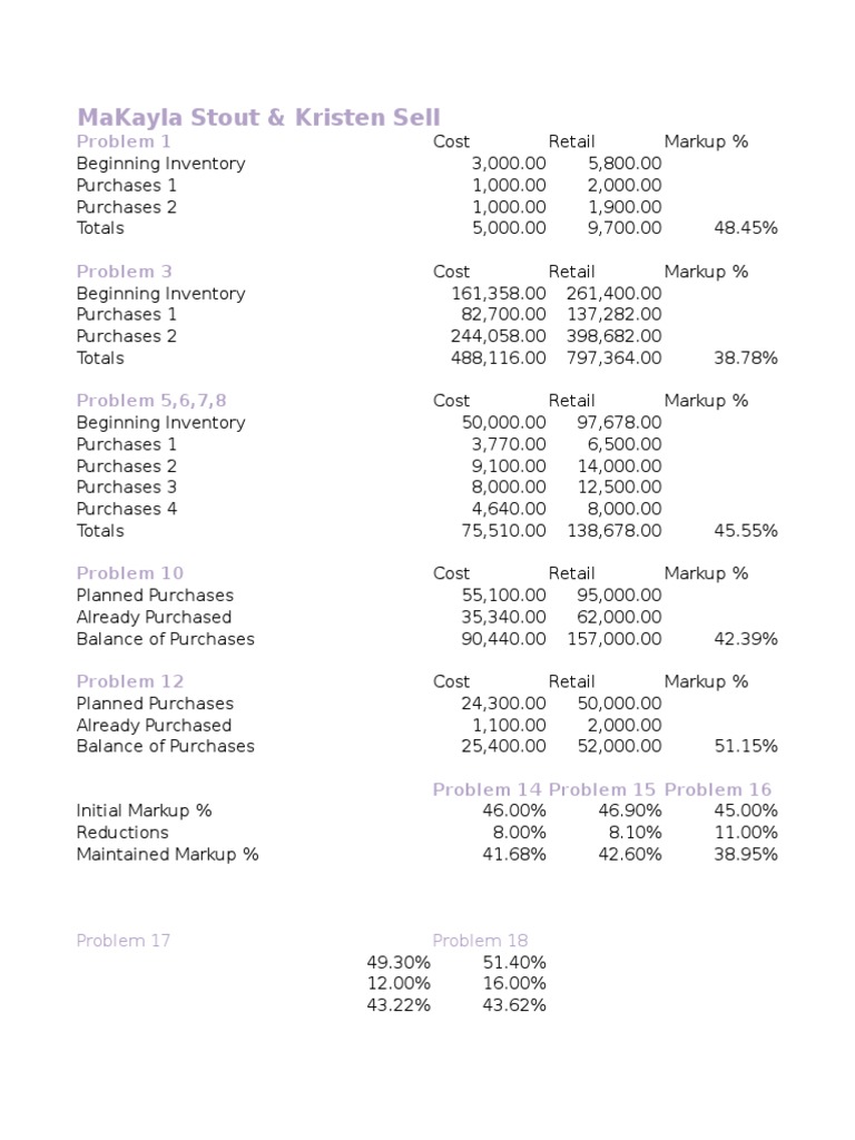 Spreadsheet 2 | PDF