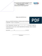 Termo de empréstimo do Centro Estadual de Educação Profissional em Saúde e Gestão