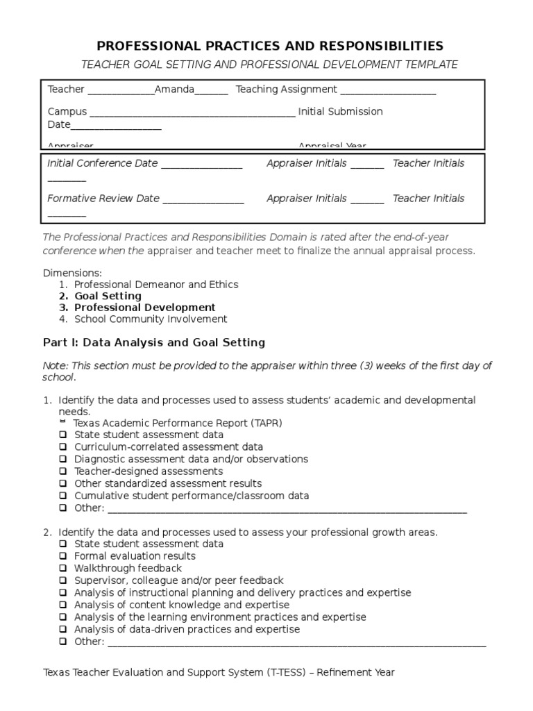 goal-setting and pd plan template | Goal | Goal Setting