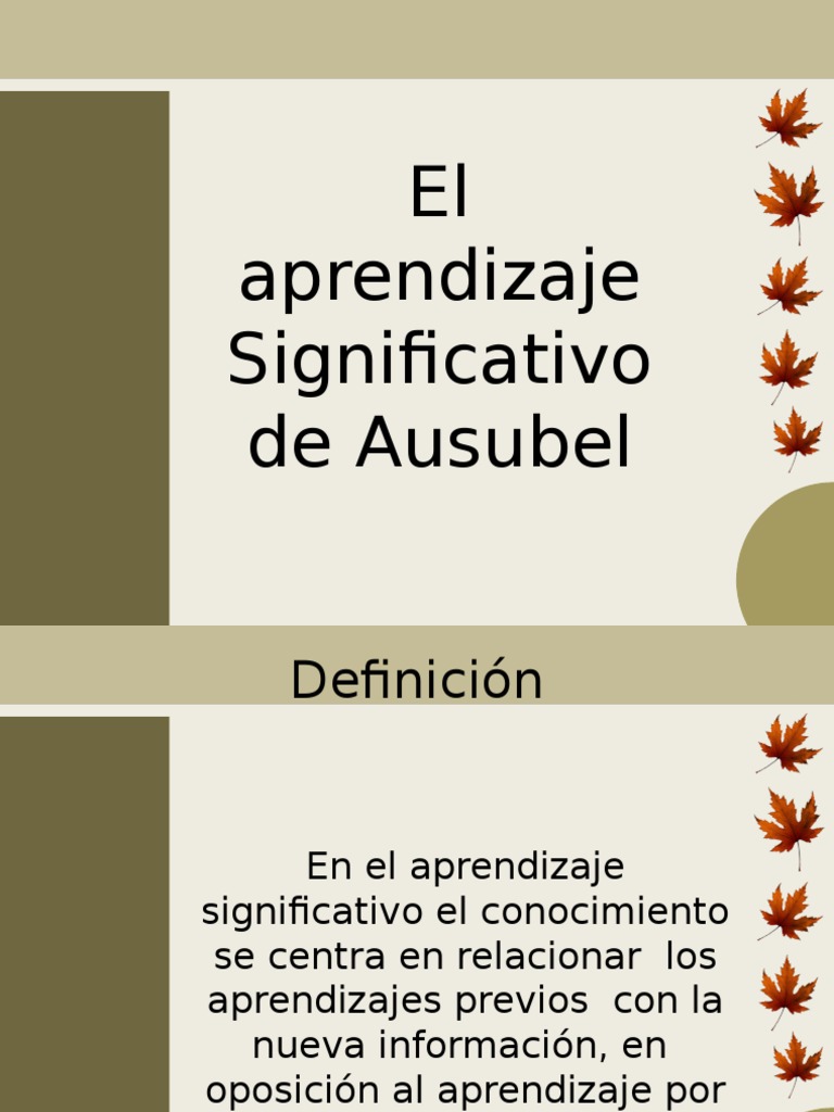 Aprendizaje Significativo Ausubel | PDF | Aprendizaje | Evaluación ...