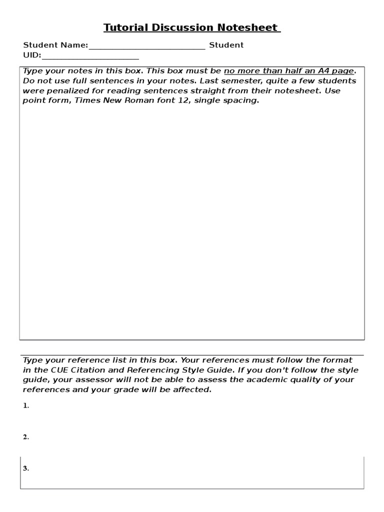 Tutorial Notesheet Guidelines | PDF | Career & Growth