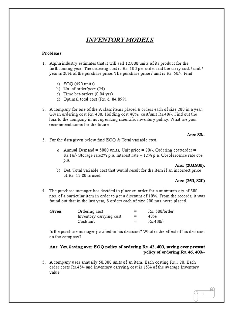 Inventory Management Solutions | PDF | Inventory | Business Economics