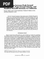 Relationships Between PGA PGV and Modified Marcelli Intensity