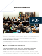 Congreso de Brasil Aprobó Juicio Contra Rousseff