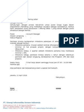 Format Offering Letter Pdf