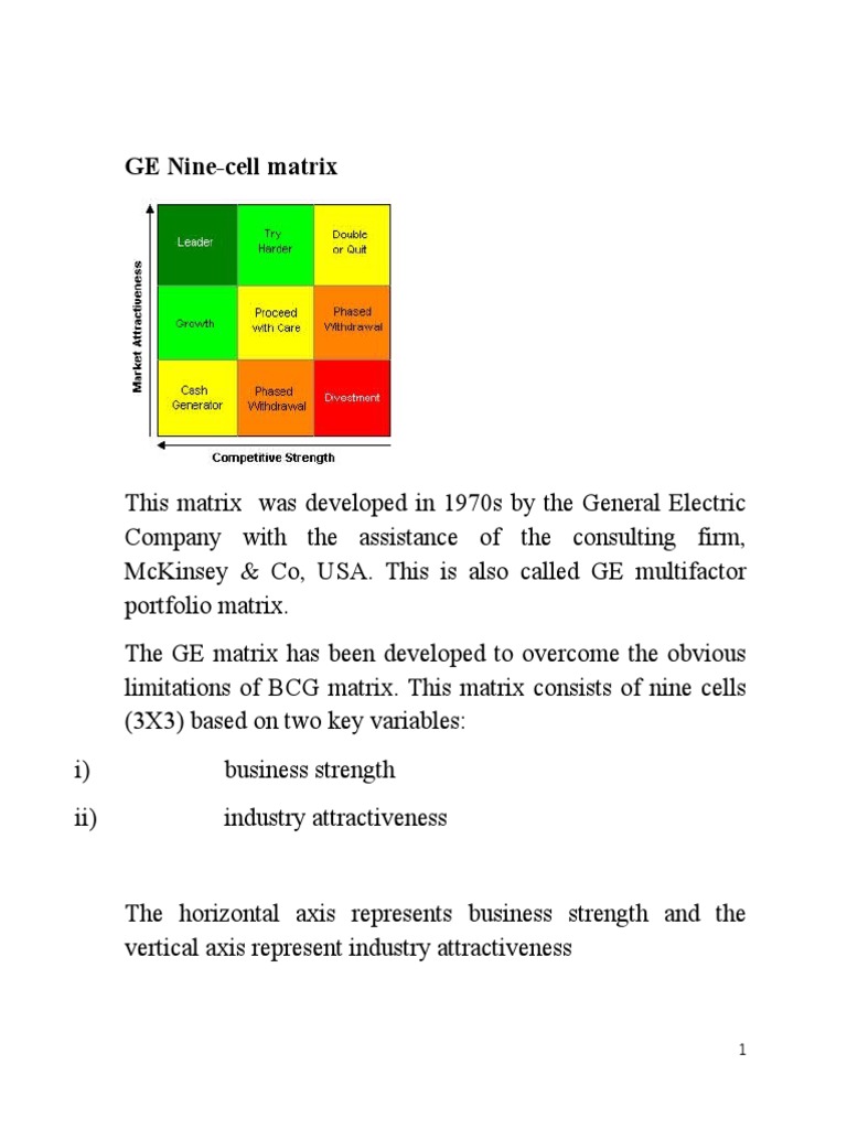 ge 9 cell Strategic Management Business