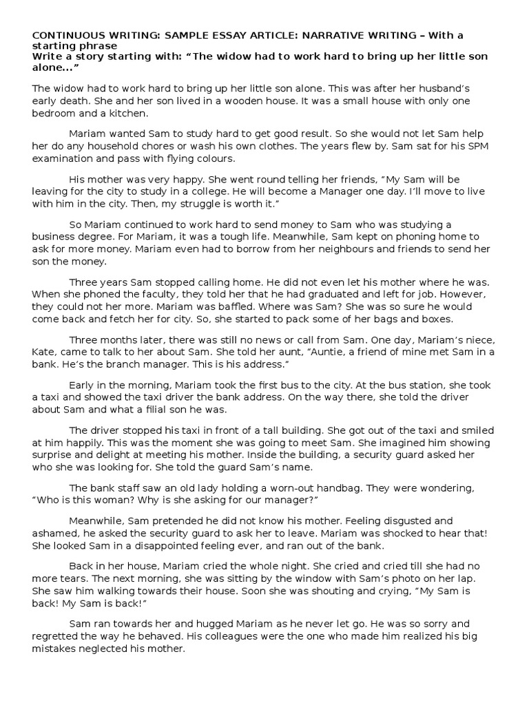 Continuous Writing SPM  PDF