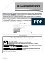 Dishwasher User Instructions: Danger Warning