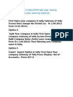 How To Change in Tally - ERP9 Last Year Closing Balance Current Year Opening Balance