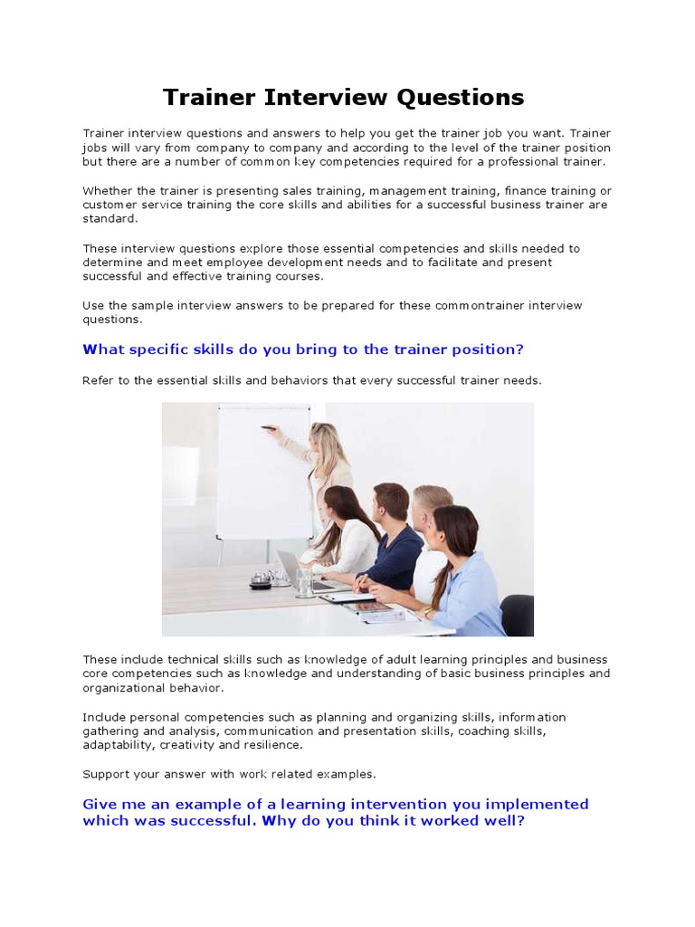 Trainer Interview Questions Competence (Human Resources) Learning