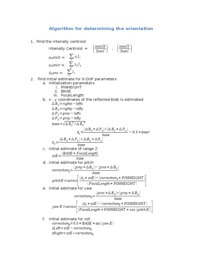 Algorithm For Determining The Orientation: Sumix Sumiy Sumi | PDF
