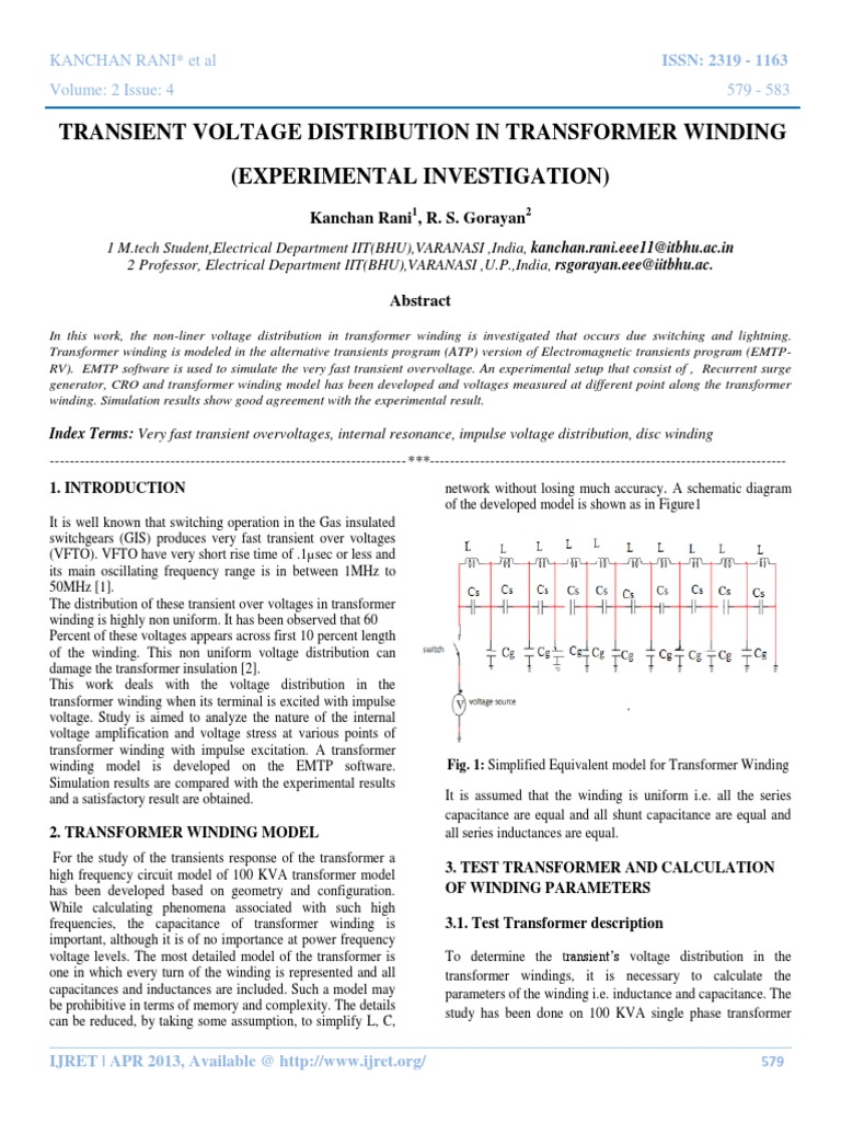 Transformer Winding Voltage Distribution Study | PDF | Transformer ...