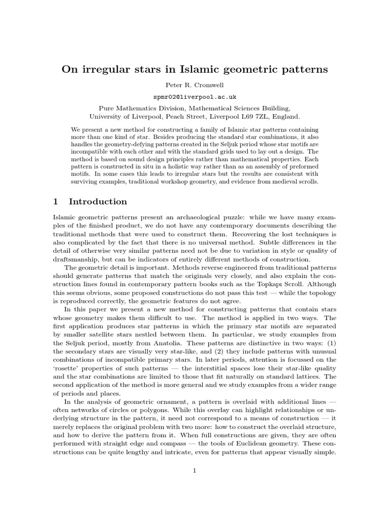 Irregular Stars in Islamic Geometry | PDF | Triangle | Circle