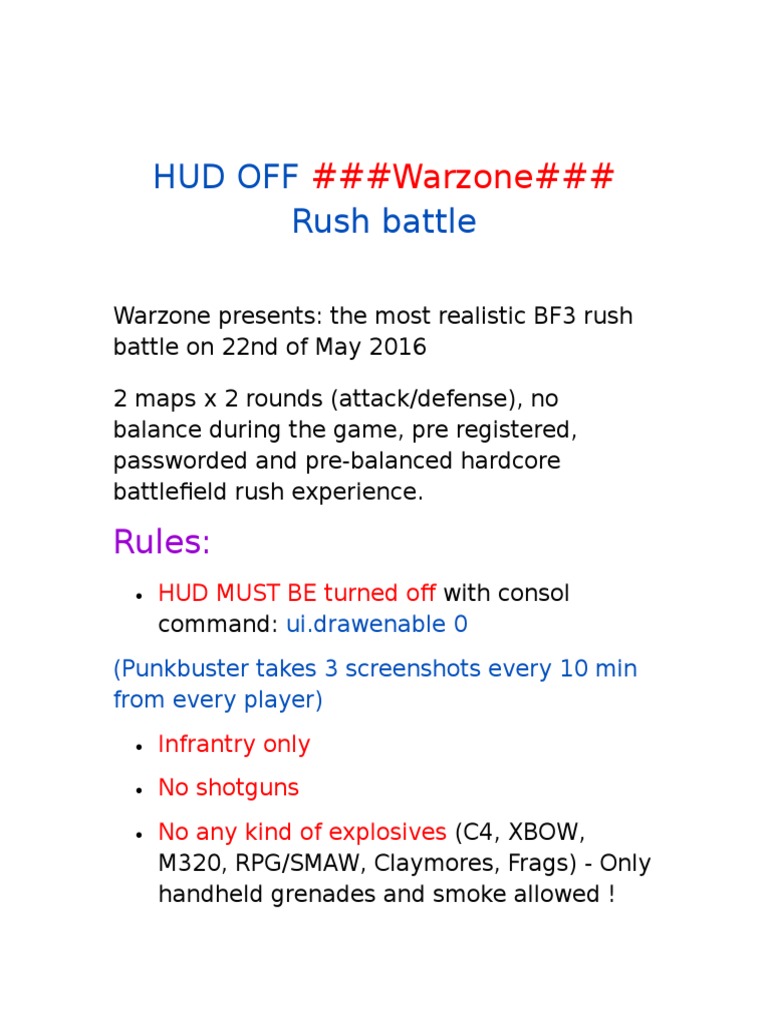 HUD Off Rush Battle in Warzone | PDF | Leisure | Weaponry