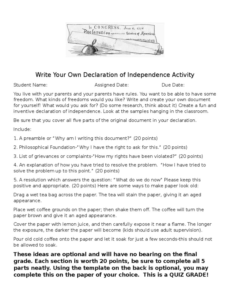 Student Declaration of Independence Guide | PDF | Self-Improvement ...