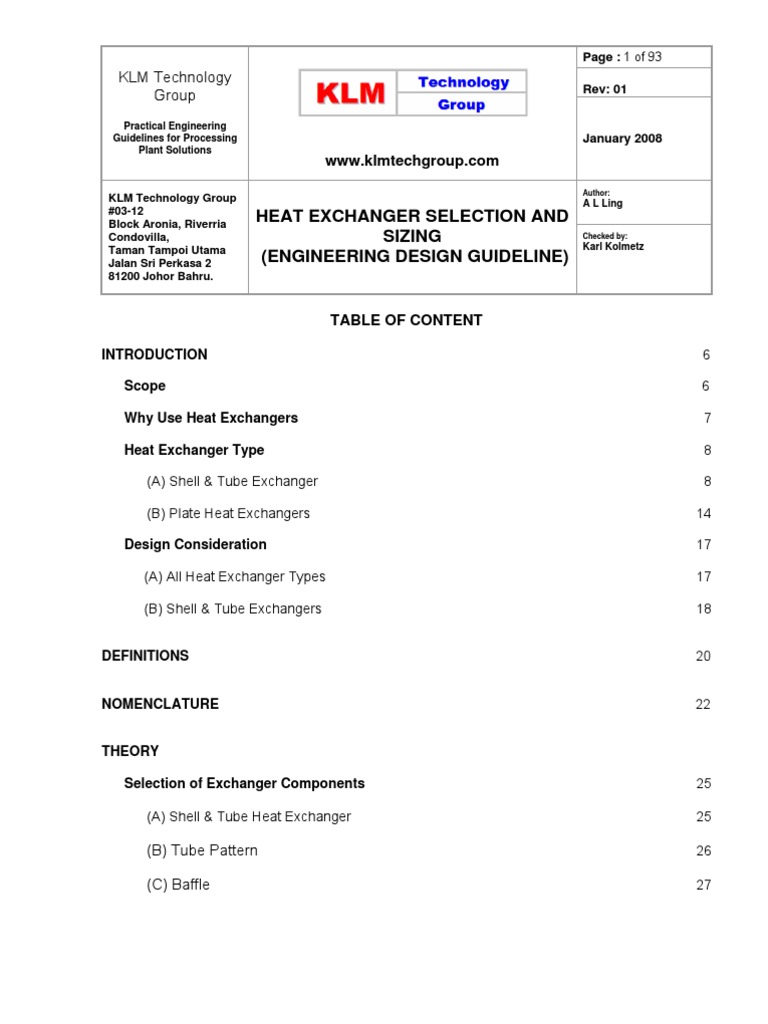 Engineering Design Guideline - HX Rev2 | PDF | Heat Exchanger | Heat ...