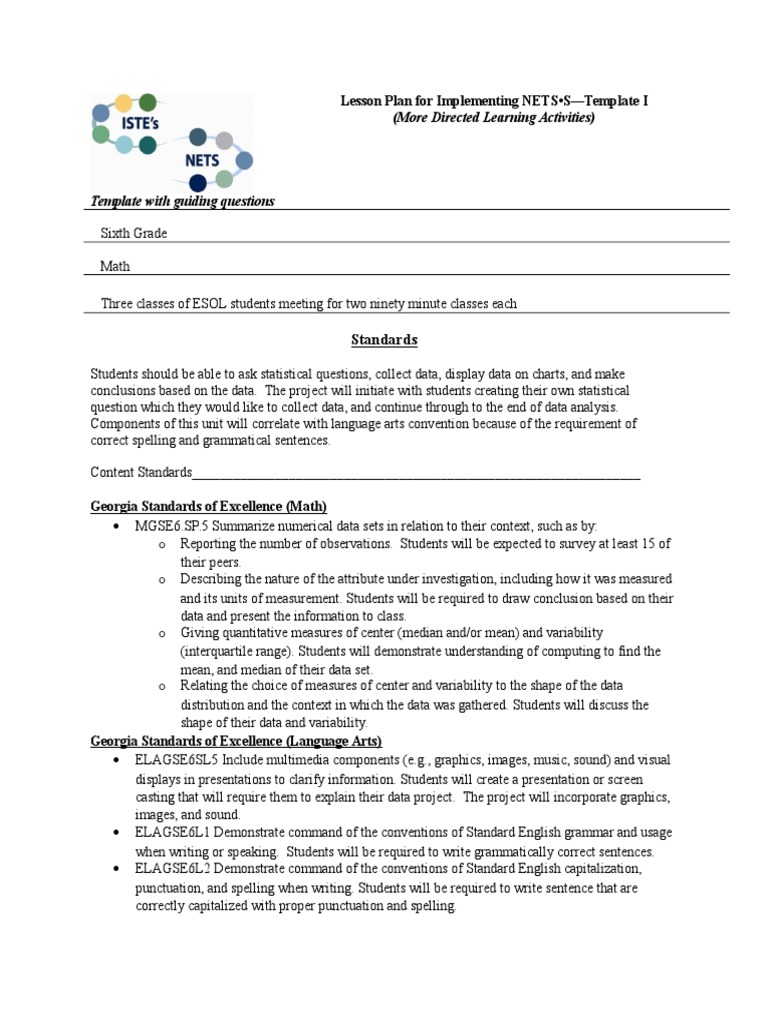 Sixth Grade Data Collection Lesson Plan | PDF | Educational Assessment ...