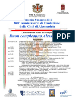 Invito Per Il Compleanno Della Città Di Alessandria 8 5 2016